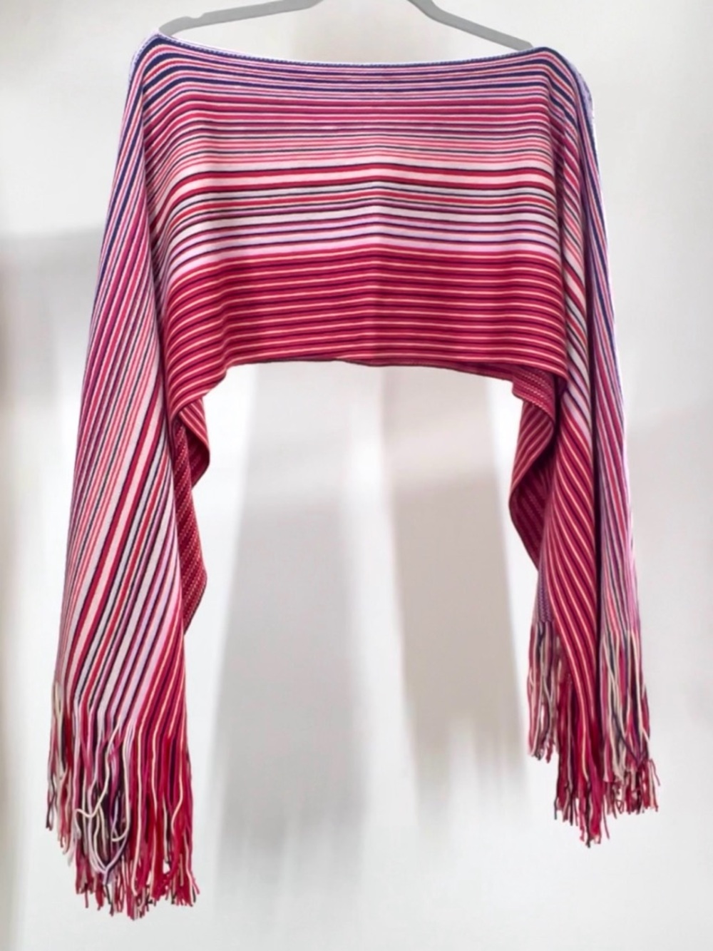 Missoni Striped Fringe Scarf - Pink, Red & Blue